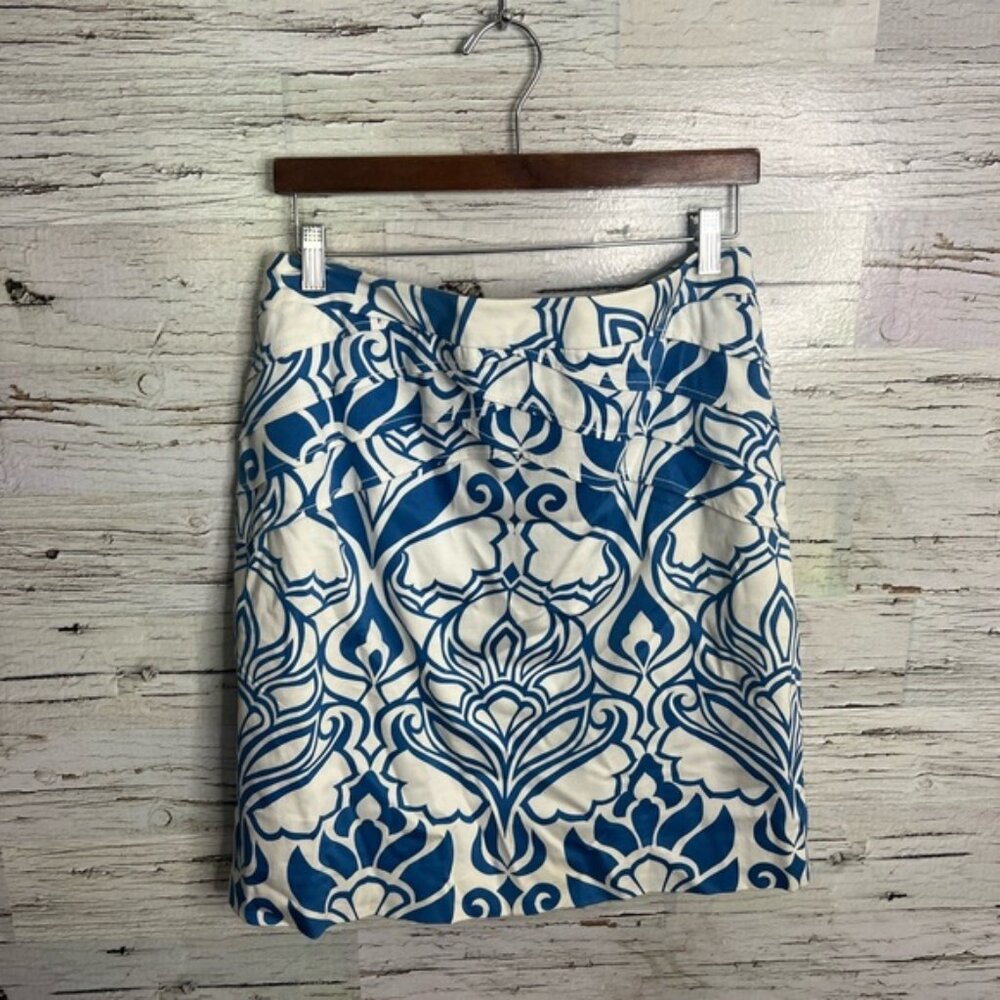 Etcetera Women Skirt Sz 10 blue white floral